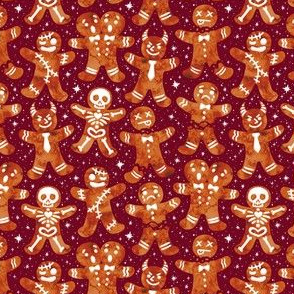 Gingerdead Men - Spooky Gingerbread -Maroon 1/2 Size