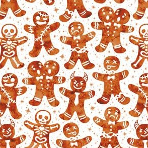 Gingerdead Men - Spooky Gingerbread -White 3/4 Size