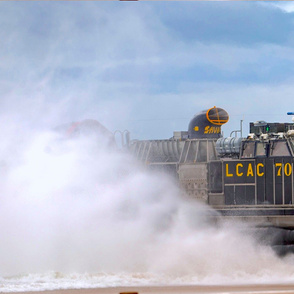 102-20 Landing Craft Air Cushion 7 executes amphibious training at Onslow Beach, Marine Corps Base Camp Lejeune in Jacksonville, N.C.