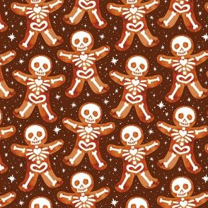Gingerdead Men - Spooky Gingerbread Skeletons - Brown 3/4 Size