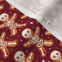 Gingerdead Men - Spooky Gingerbread Skeletons - Maroon 3/4 Size