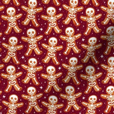 Gingerdead Men - Spooky Gingerbread Skeletons - Maroon 3/4 Size