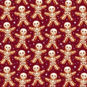 Gingerdead Men - Spooky Gingerbread Skeletons -Maroon 1/2 Size