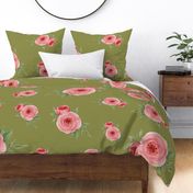 floral pink olive large