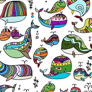  Whales Coloring, Childish style