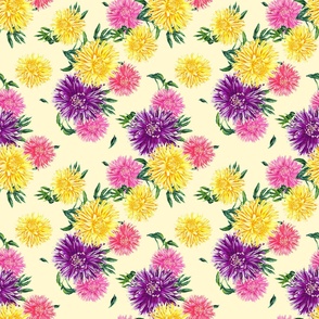 asters on a light yellow background
