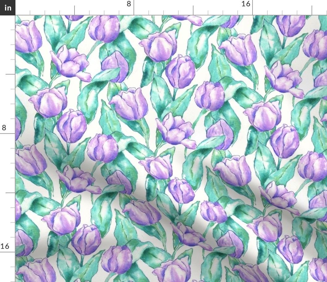 Purple Tulips with Teal Leaves