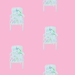 Light Blue Arm Chair on Pink 