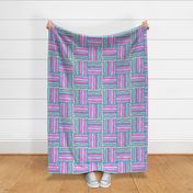 Art Deco, Quilters squares in fuchsia, pink, turquoise, lime and beige