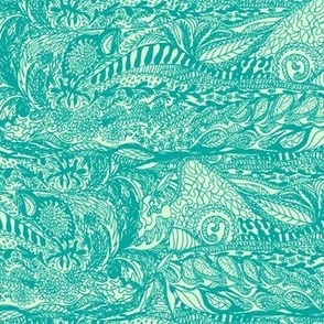 Organic Landscape of Alpine Teal on Aqua Frost- Medium Scale