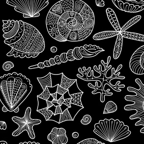  Marine pattern. Underwater world. Shells ans Corals Ornate