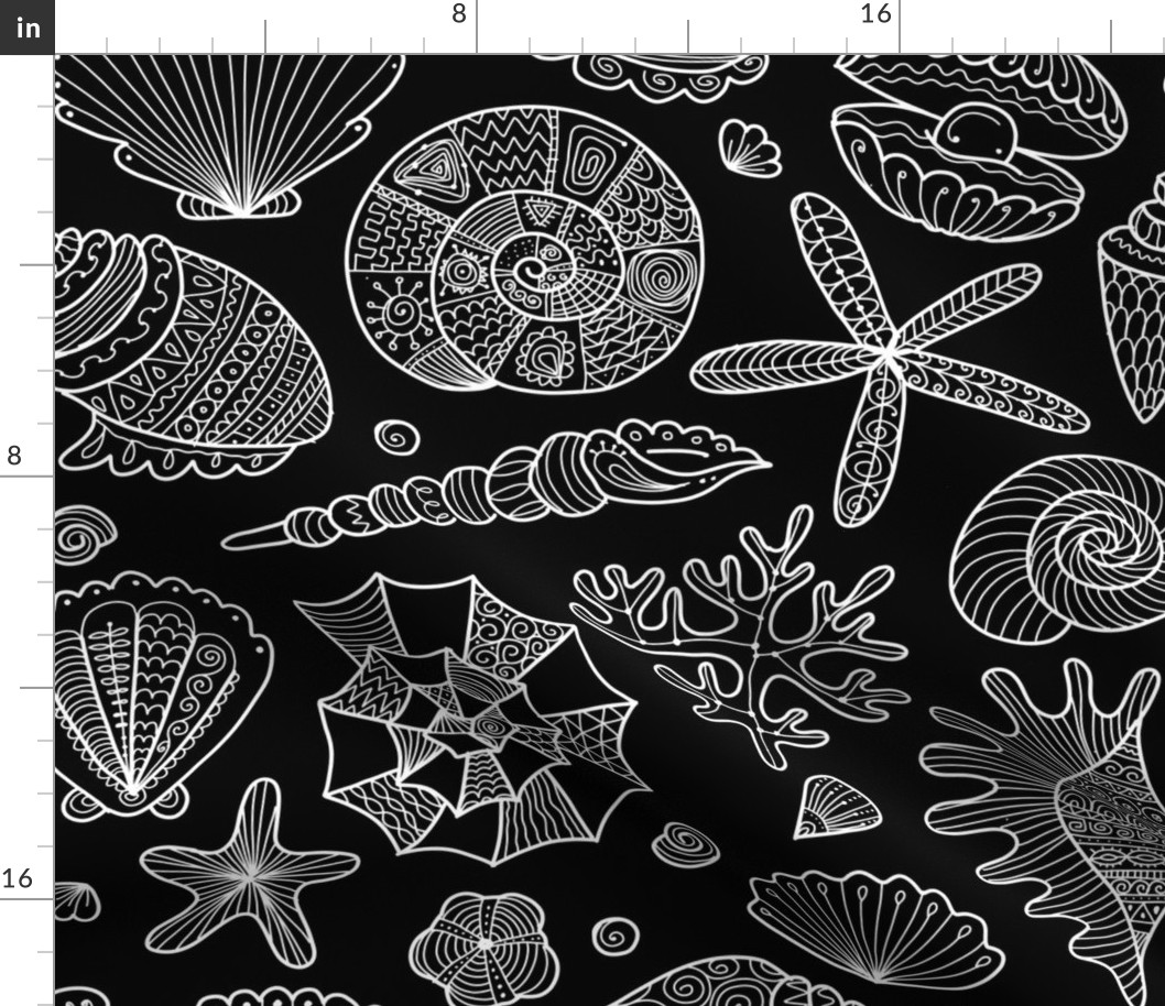  Marine pattern. Underwater world. Shells ans Corals Ornate