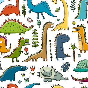 Dinosaurs, jurassic park. Childish pattern