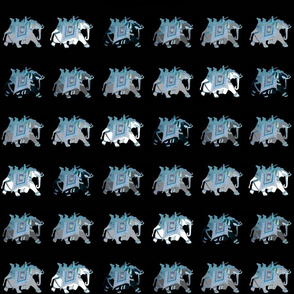 Majestic running Elephants  black to white grid