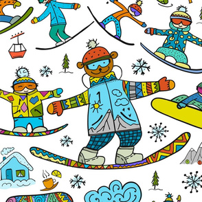   Snowboarding.  Winter sport background. Simple style