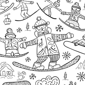    Snowboarding.  Winter sport background. Simple style