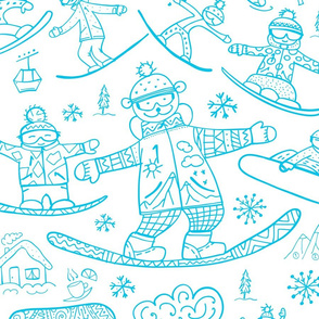  Snowboarding.  Winter sport background. Simple style