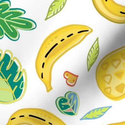 Fresh yellow fruits Hawaii Pattern