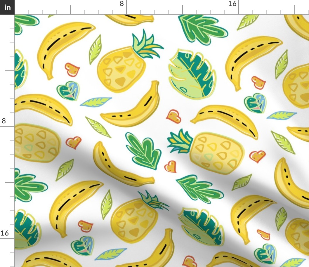 Fresh yellow fruits Hawaii Pattern