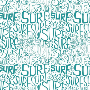 Surf lettering in teal