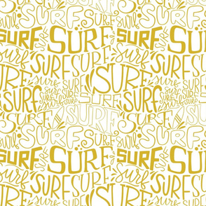 Surf lettering in mustard