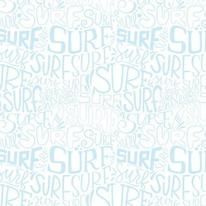 Surf lettering in light blue