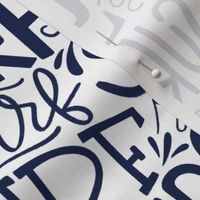 Surf lettering in dark blue