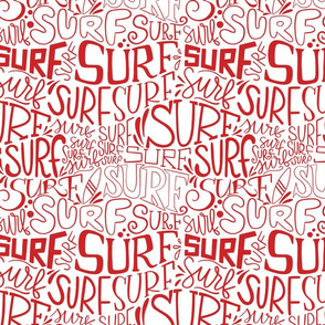 Surf lettering in red