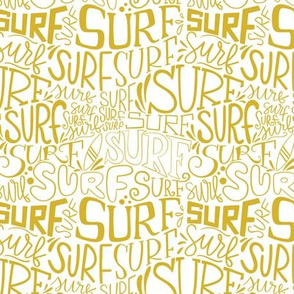 Surf lettering in mustard