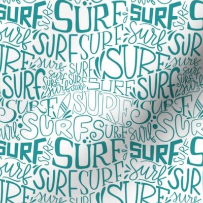 Surf lettering in teal_small scale