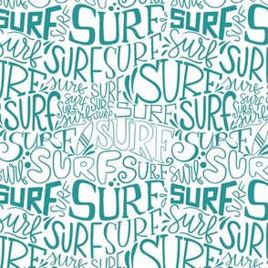 Surf lettering in teal_small scale