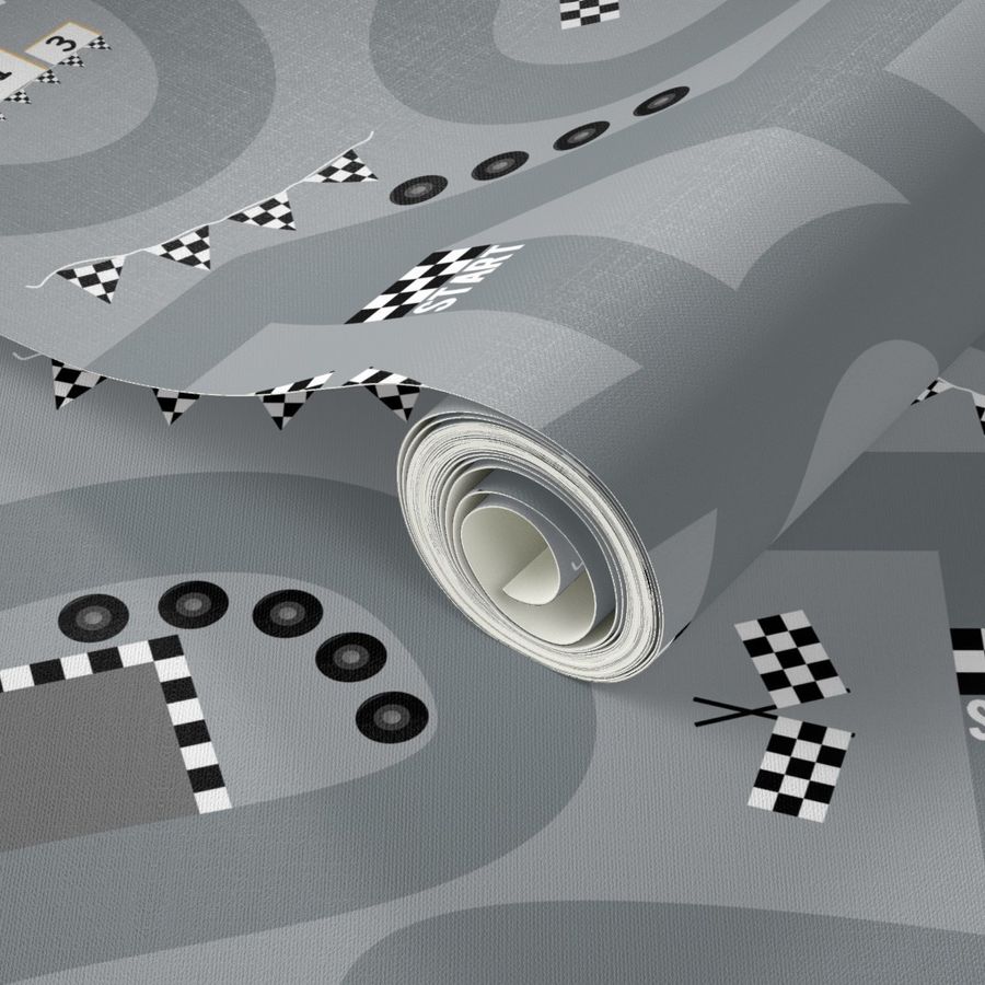 Racing Track With Checkered Flags