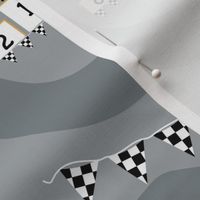 Racing Track With Checkered Flags