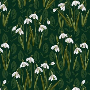 Snowdrop Flowers |Small| Deep Cool Green
