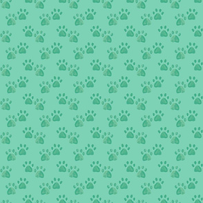 Doggie Paw Prints in Watercolour Green