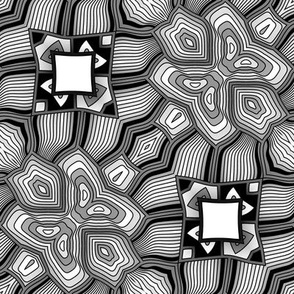 small TURTLE abstract graphic geometric BLACK AND WHITE PATTERN 3 FLWRHT