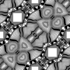 small TURTLE abstract graphic geometric BLACK AND WHITE PATTERN 2 FLWRHT