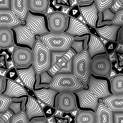 small TURTLE scales abstract graphic geometric BLACK AND WHITE PATTERN 1 FLWRHT