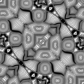 small TURTLE scales abstract graphic geometric BLACK AND WHITE PATTERN 1 FLWRHT
