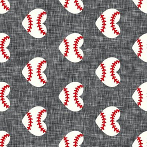 baseball hearts - grey linen - spring sports (90) - LAD20
