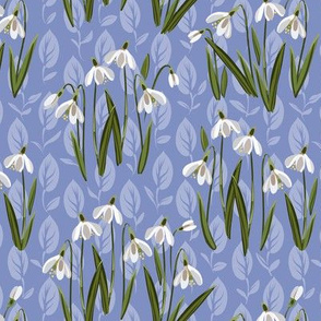 Snowdrop Flowers |Small| Soft Warm Country Blue