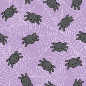 Kawaii Spiders with web purple - L