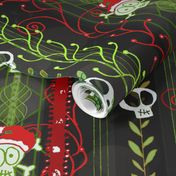 Intricate Lace Christmas Vines O' Death -- Small Scale -- Novelty Holiday Climbing Vine Skull Lace Skeleton Print