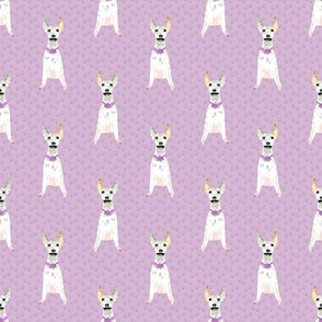 Greyhound Dog in Watercolour Paw Print Background in Mauve