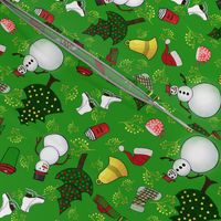 Holiday Doodles on Green Fabric