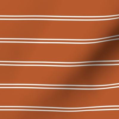 rust orange french stripe boat neck marine sailor nautical polo shirt two stripe solid reversed horizontal