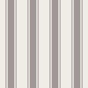 ash grey on cream grain sack french country farmhouse ticking three stripe