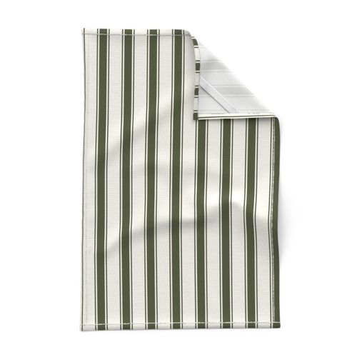 chive green on cream grain sack french country farmhouse ticking three stripe