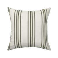 chive green on cream grain sack french country farmhouse ticking twelve stripe