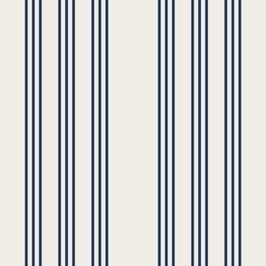 estate blue on cream grain sack french country farmhouse ticking nine stripe